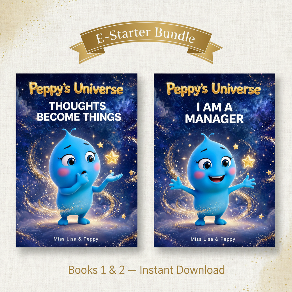 Peppy's Universe E-Starter Bundle showing both Thoughts Become Things and I Am A Manager ebook covers