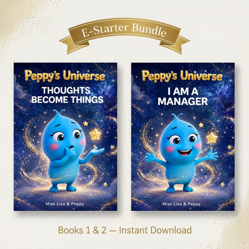 Peppy's Universe E-Starter Bundle showing both Thoughts Become Things and I Am A Manager ebook covers